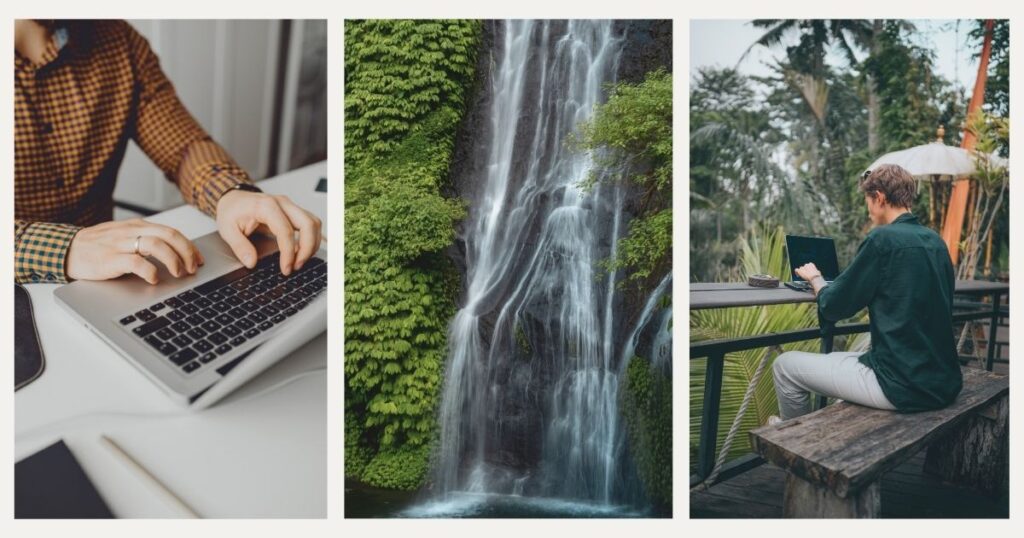 man working remotely in Bali