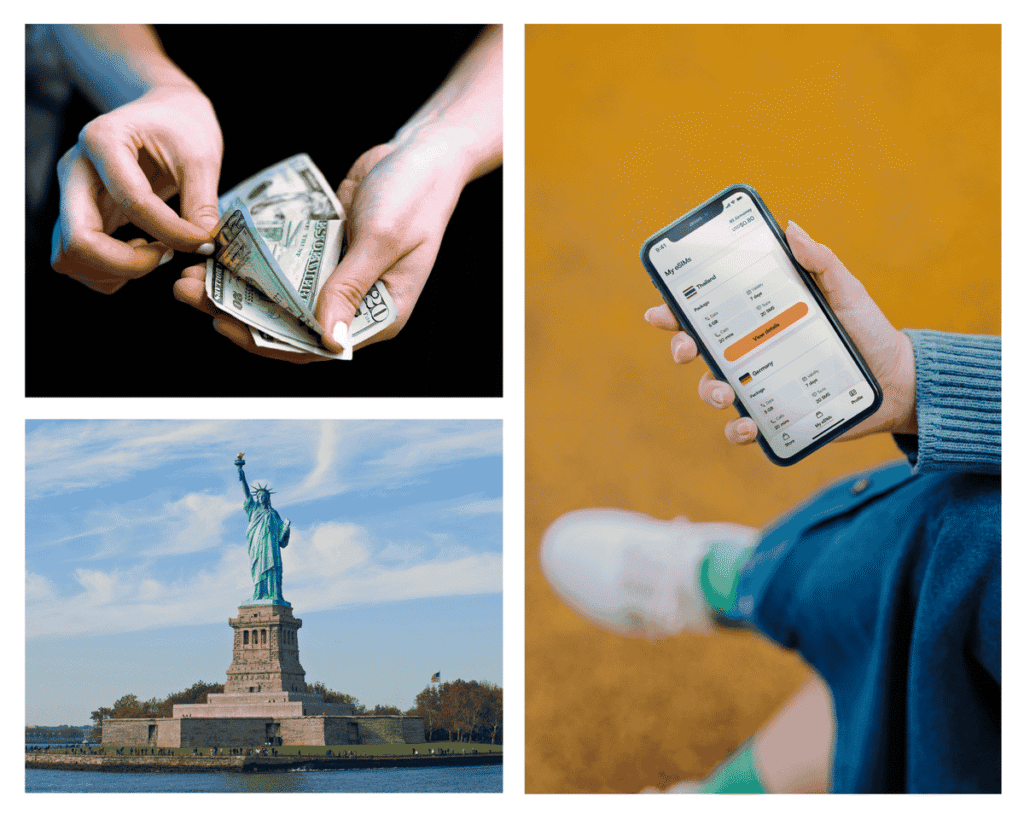 dolares-estatua-libertad-celular-esim-requisitos-viajar-españa-eeuu