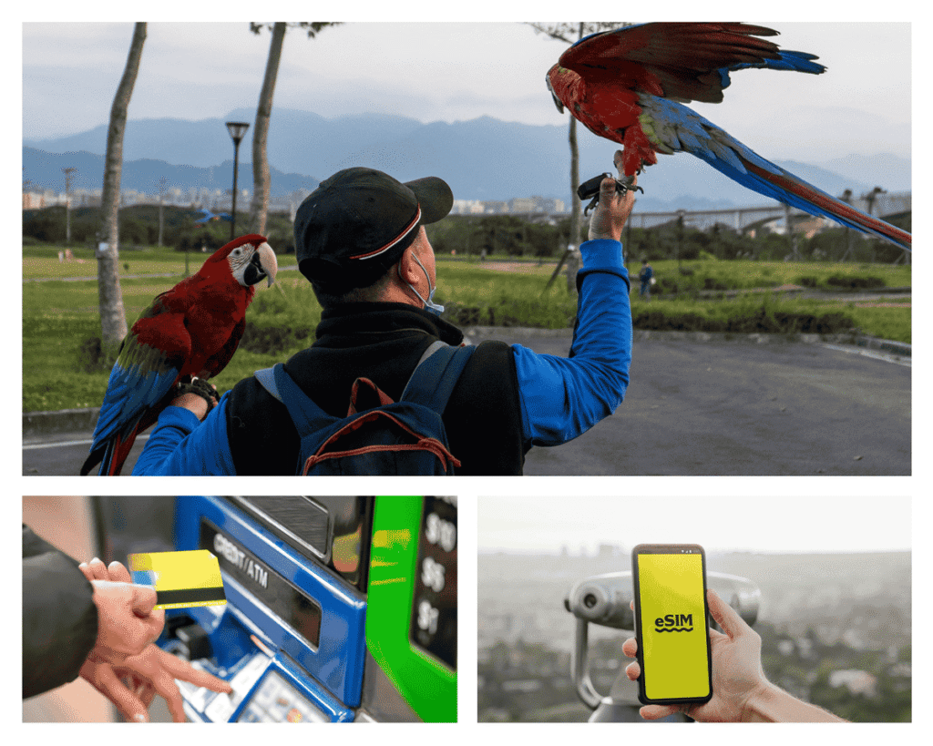 hombre-guacamayas-cajero-automatico-smartphone-requisitos-viajar-eeuu-costa-rica