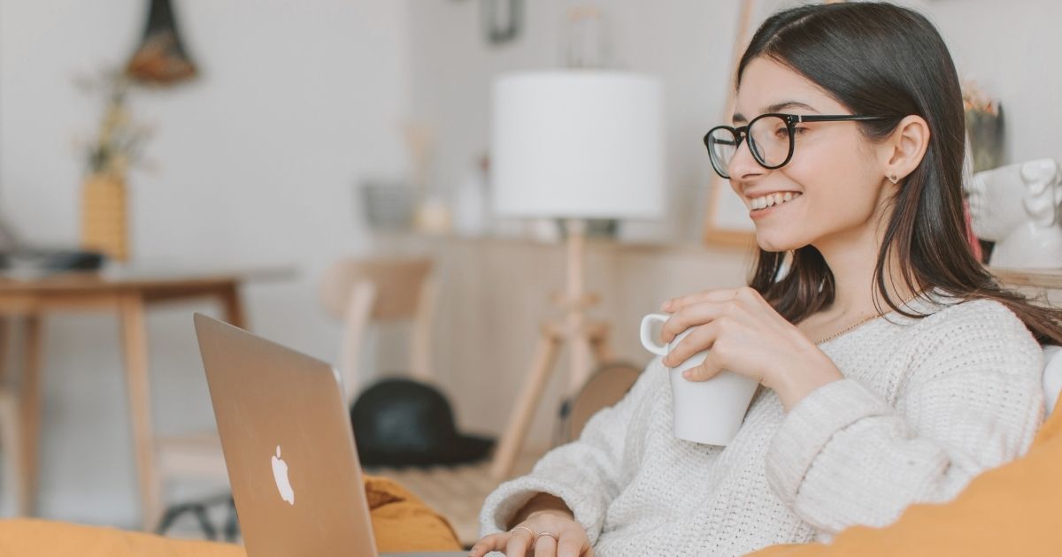 young woman navigating on internet in Malaga