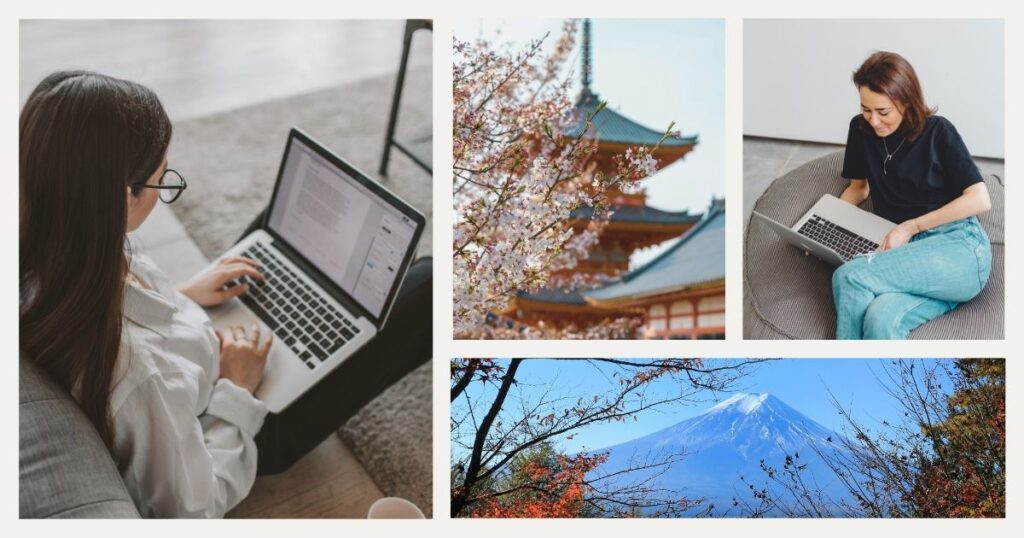 women working with the internet in Japan