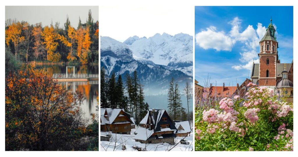 La primavera  y el otoño son las épocas más agradables para viajar a Polonia. 