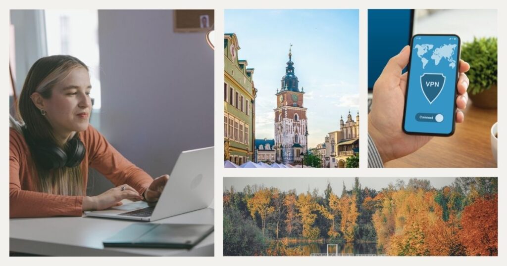 mujer navegando en internet con vpn en Polonia