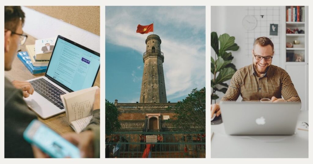 men working remotely with internet in Vietnam