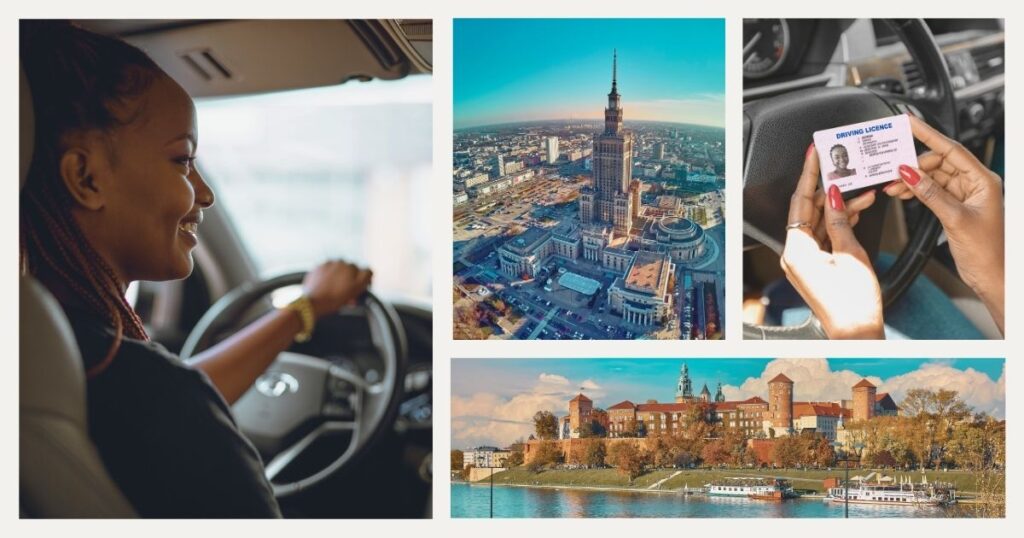 mujer conduciendo con la licencia convalidada en Polonia