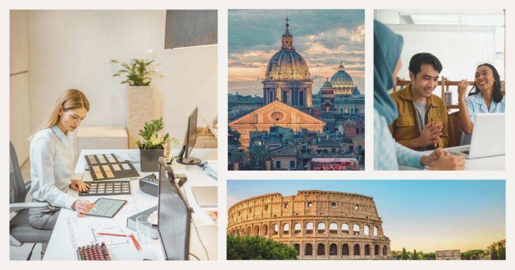 people working remotely with the internet in Rome