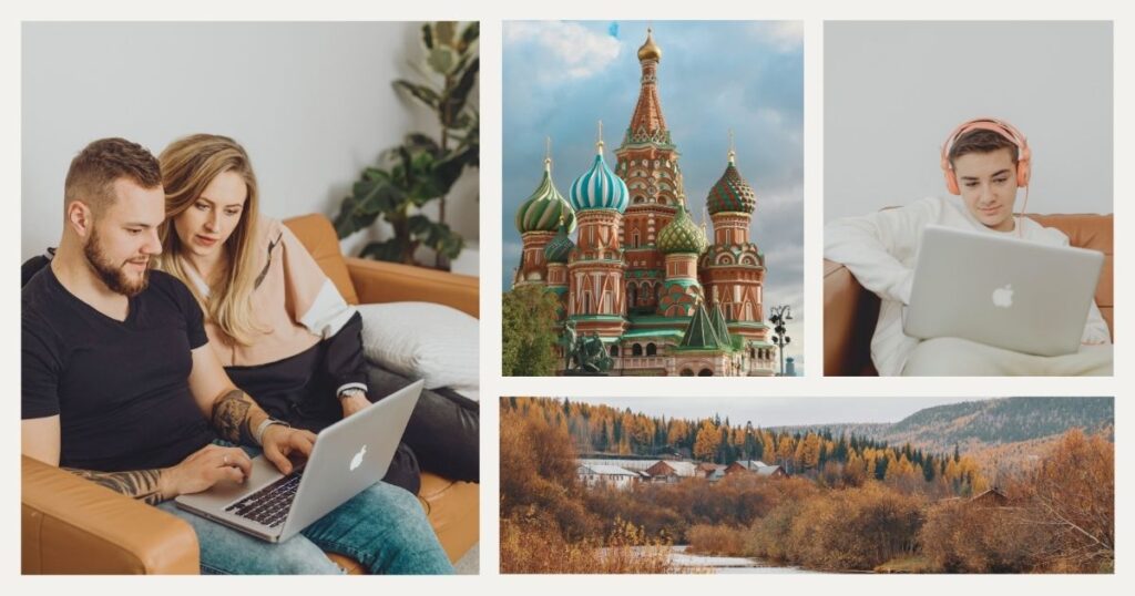 people navigating on internet in Russia