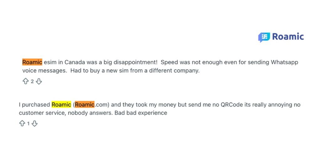 Reddit review sobre la esim de Roamic