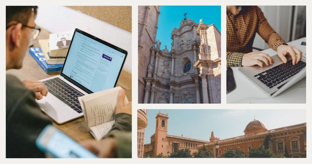 men connected to internet in Valencia