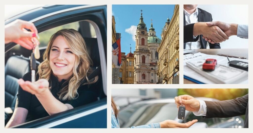 mujer alquilando coche en República Checa