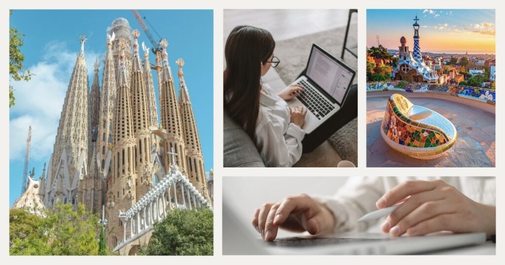 foreigner woman working remotely from Barcelona