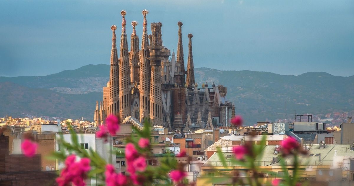 beautiful view of Barcelona on spring time