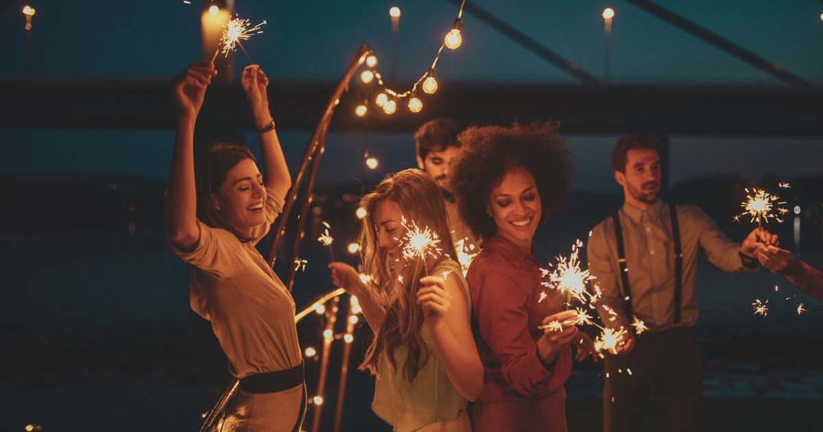 people having fun on a nightlife party in Barcelona