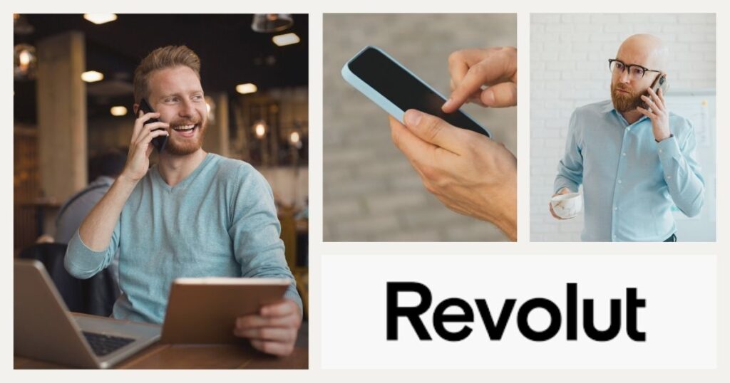 hombres usando la esim Revolut en sus smartphones