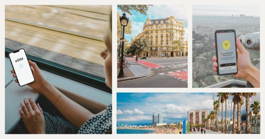 woman using esim in Barcelona