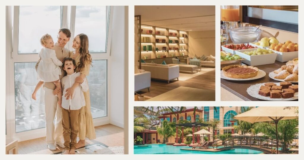 couple and children enjoying a stay in a family hotel in Barcelona