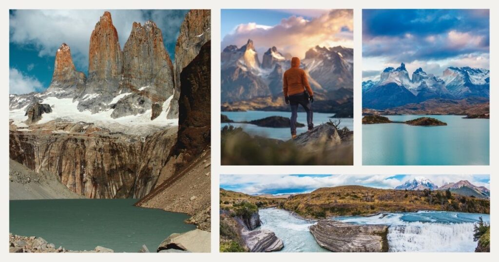hombre visitando Torres del Paine en  el Chile