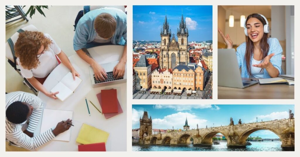 jovenes aprendiendo frases basicas para viajar a Republica Checa