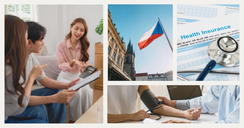 hombre y mujer contratando seguro viaje para República Checa 