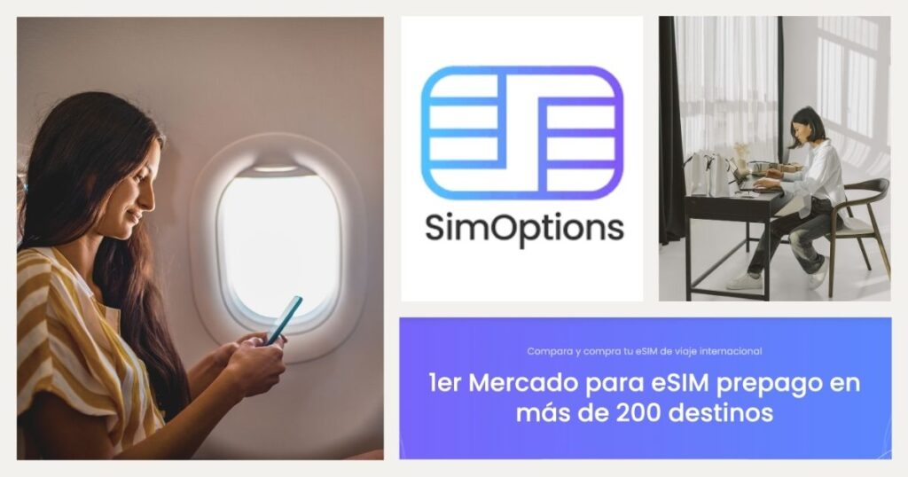 mujer usando la Simoptions esim en su viaje
