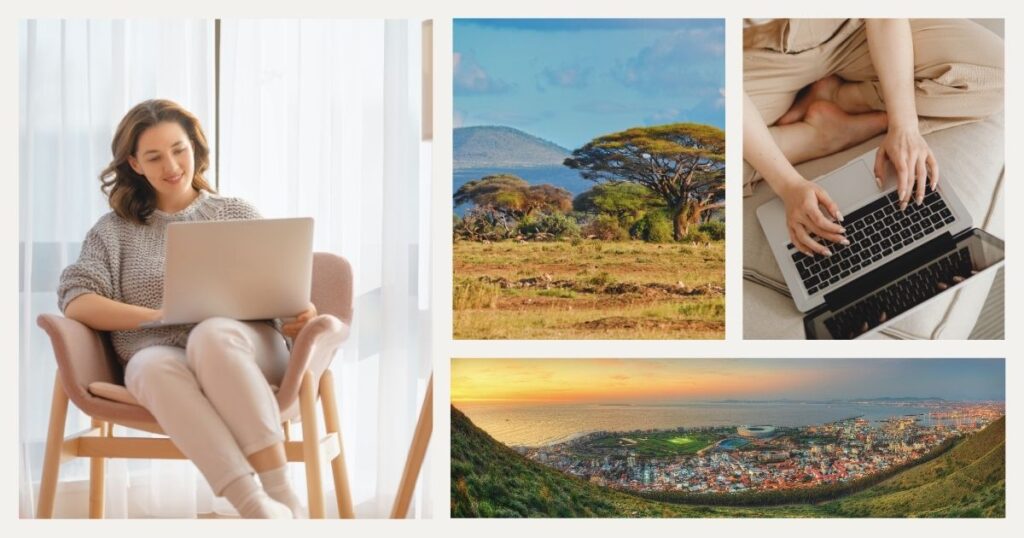 mujer trabajando en internet en Sudafrica