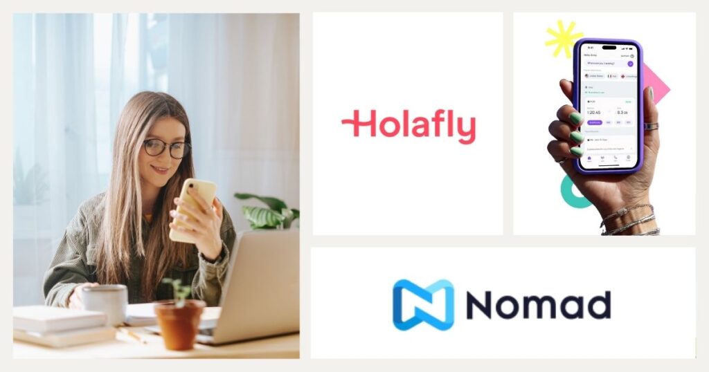 mujer joven navegando en internet con una esim