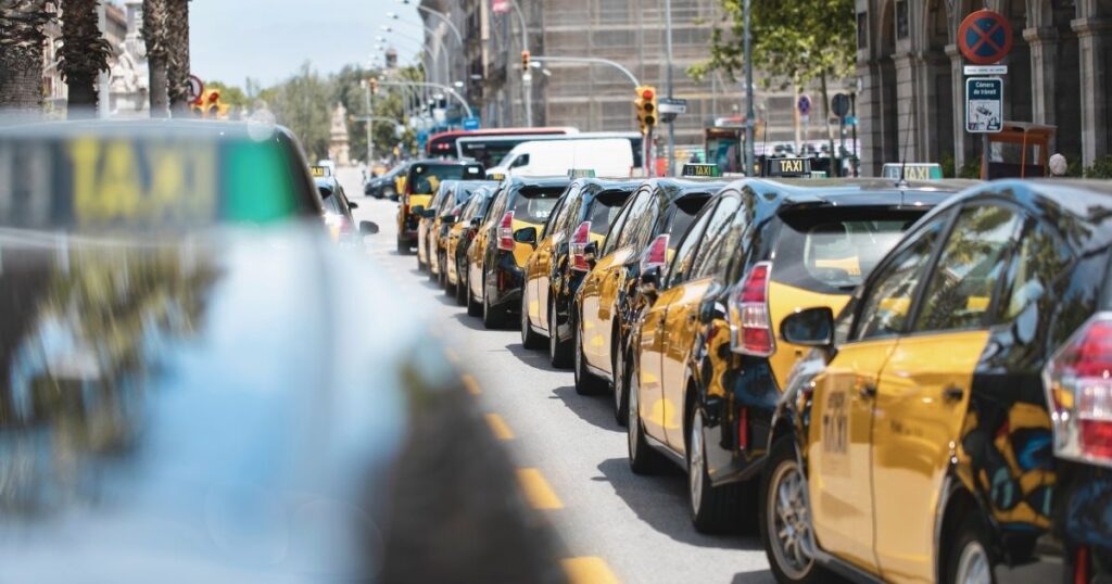 taxis in Barcelona streets