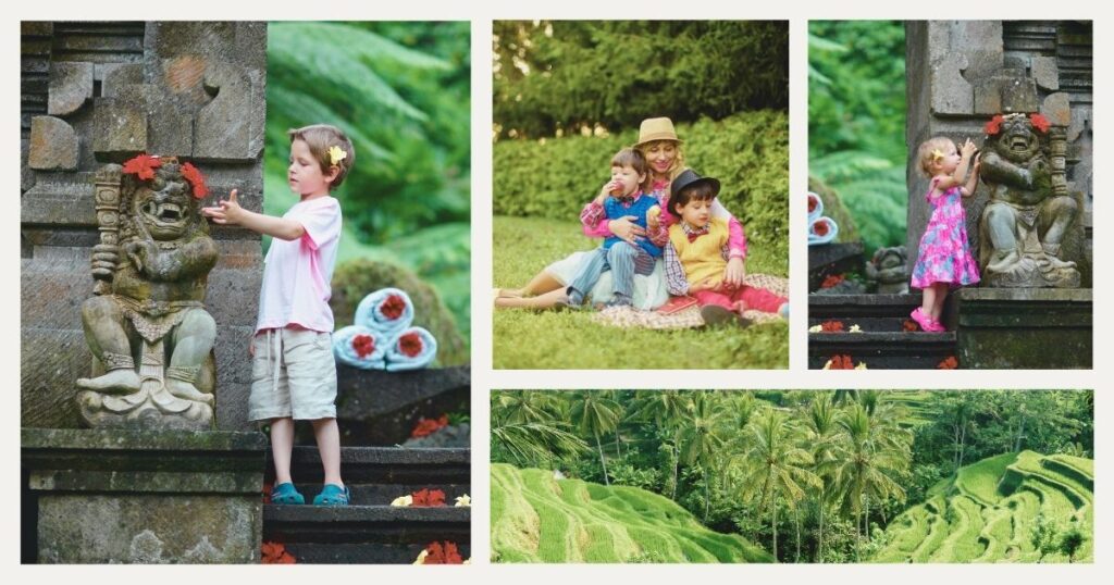 family enjoying time in an adventure park in Bali with kids