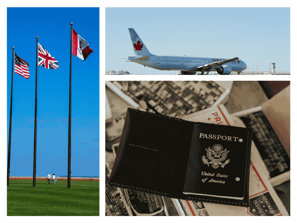 banderas-frontera-avion-pasaporte-requisitos-viajar-eeuu-canada