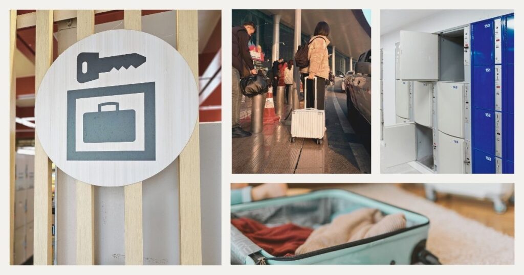 mujer dejando maletas en consignas en estacion de tren de Barcelona