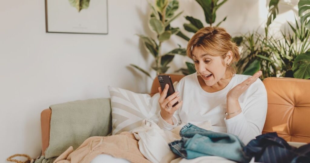 woman using the customer support of an esim