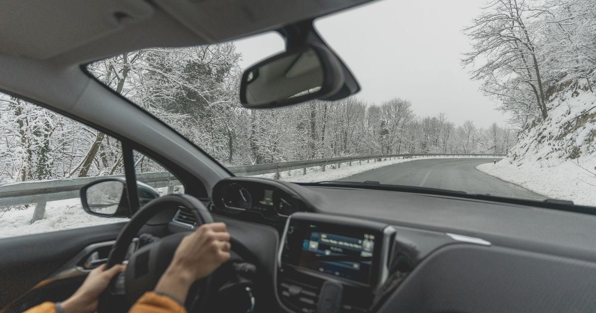person driving a car in Czech Republic road