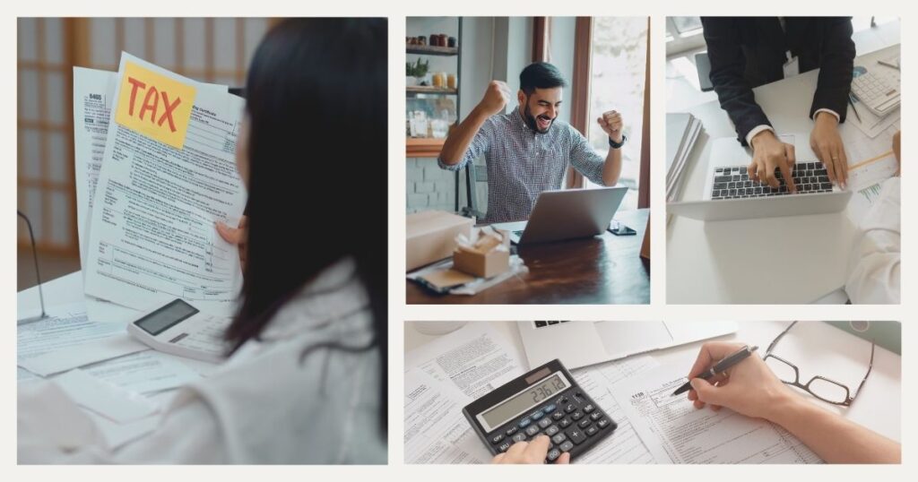 entrepreneurs using tax tools while working