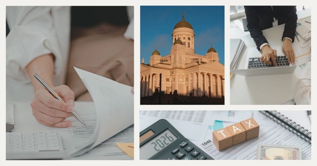personas calculando impuestos en Finlandia 