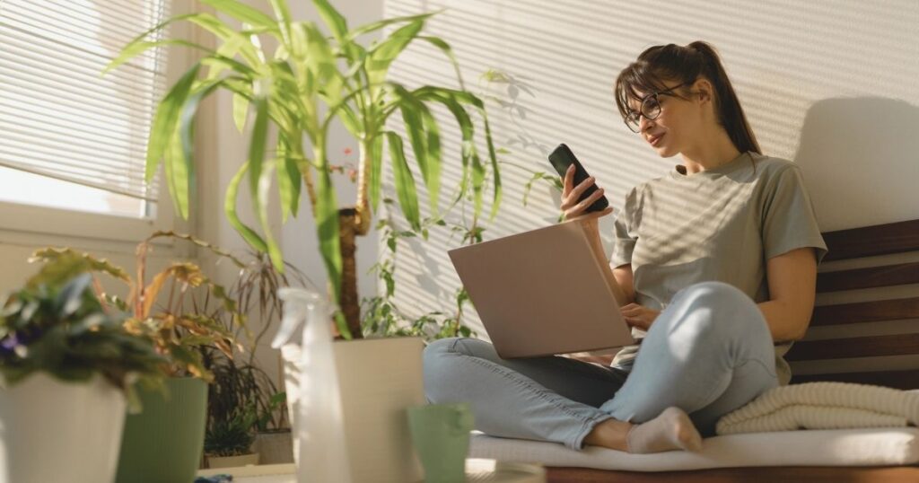 young digital nomad woman working from Czech Republic