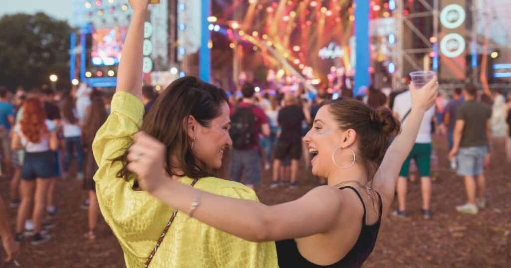 young woman having fun in a summer festival