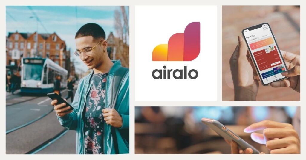 young man navigating on internet through Airalo esim 