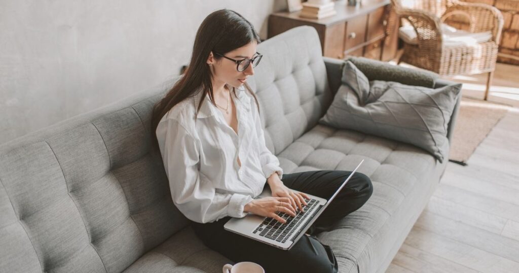 woman working remotely using automation