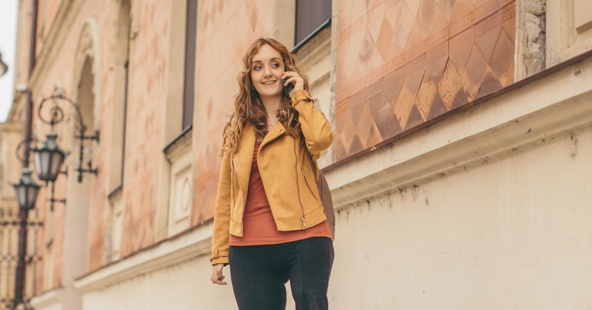 woman talking on the phone in Czech Republic