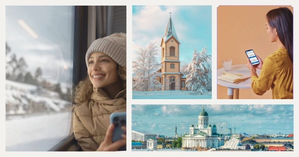 women navigating on internet with esim for Finland