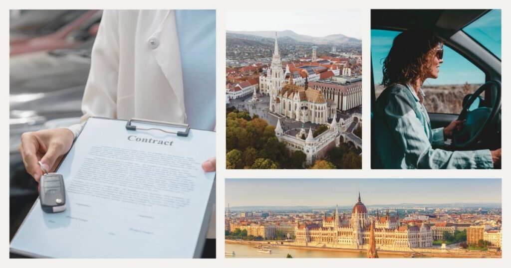woman driving a renting car in Hungary