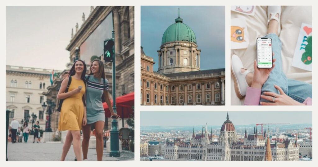 friends enjoying Hungary with an esim in their cellphones