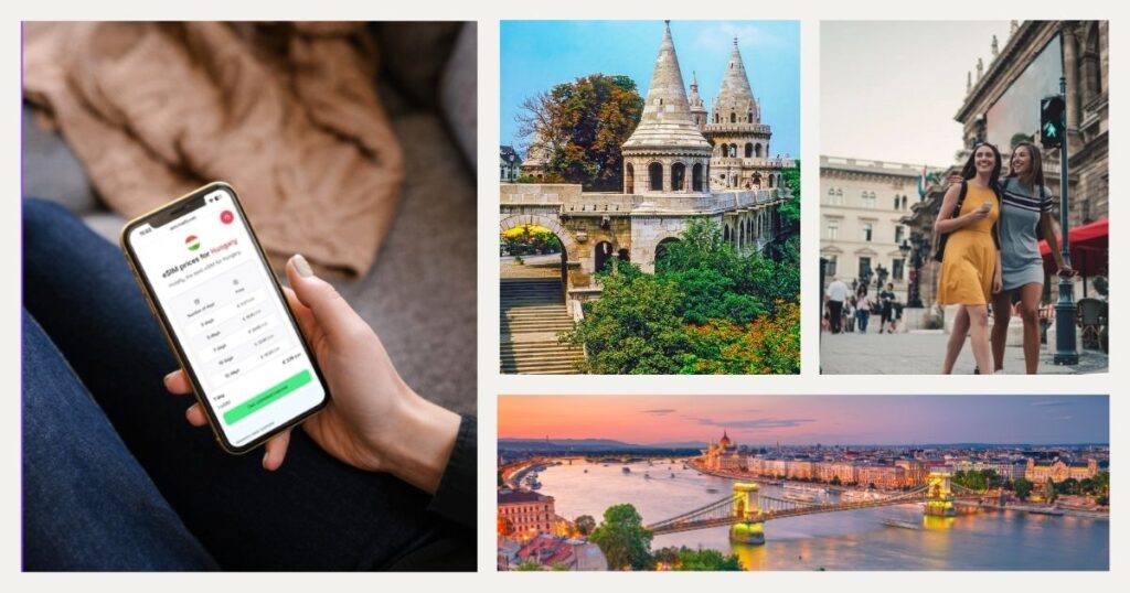 turistas disfrutando su viaje a Hungria con una esim internacional