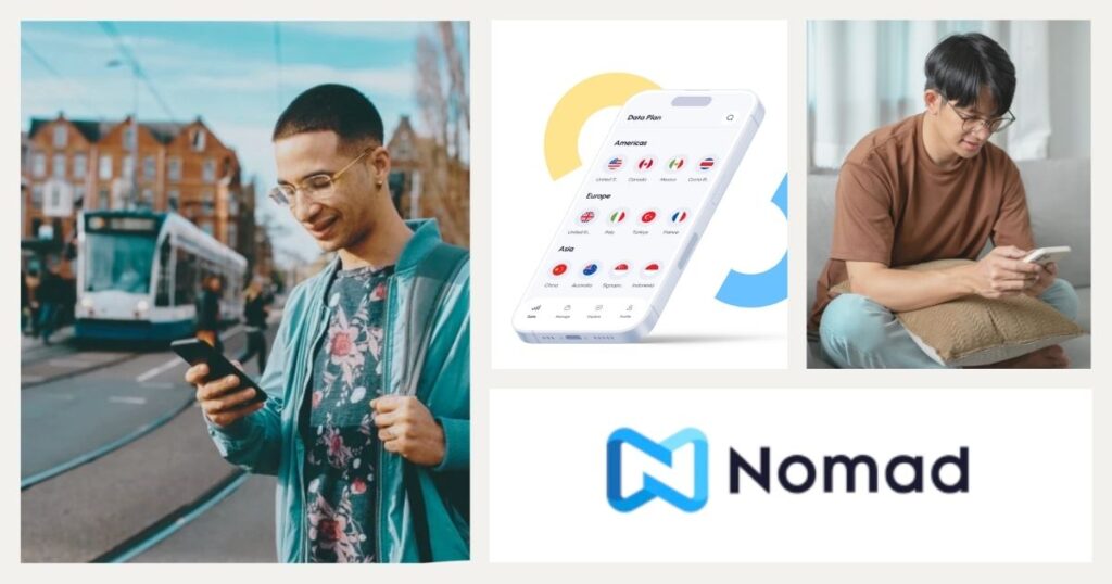 men checking Nomad esim reviews