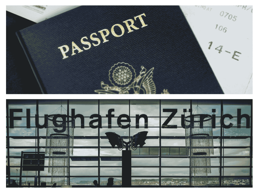 pasaporte-letrero-aeropuerto-zurich-requisitos-viajar-ecuador-suiza