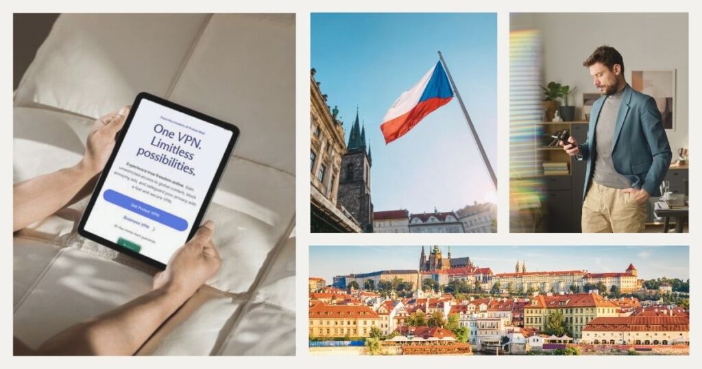 hombre navegando en internet con vpn en República Checa