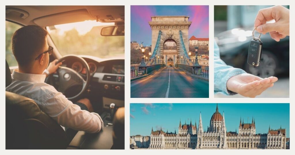 hombre conduciendo coche alquilado en Hungria