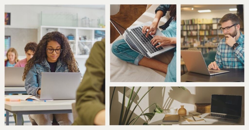 student using internet at the university