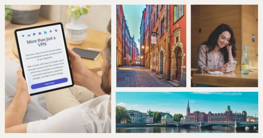 traveler woman using a vpn in Sweden