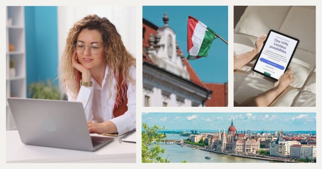 woman connected to internet with vpn